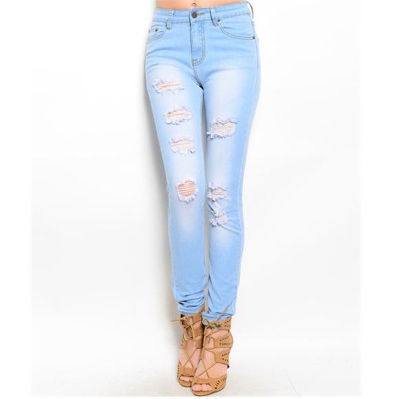 BNWT Light Distressed Denim Pants - Picture 2 of 2